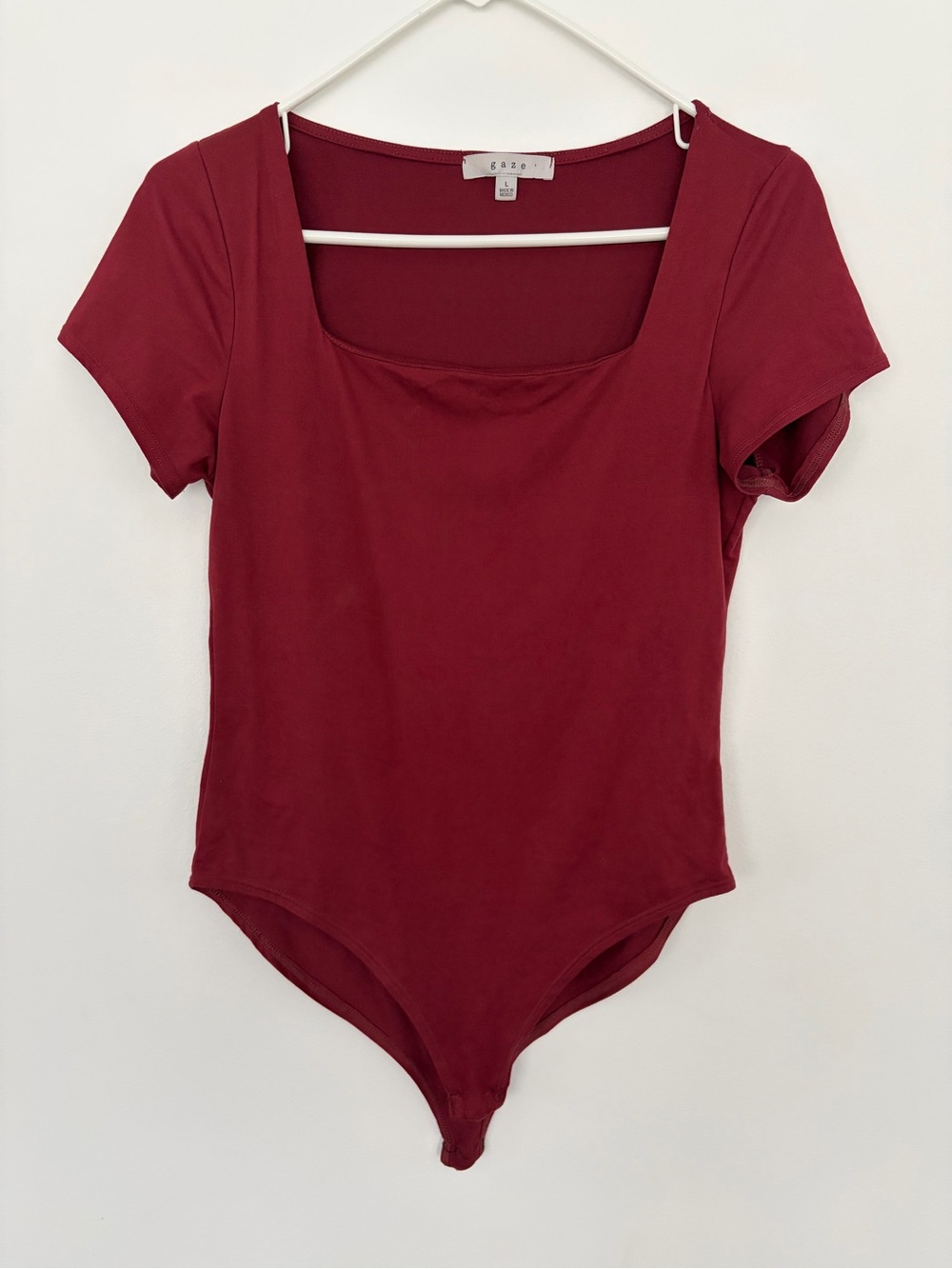 gaze Burgundy Short Sleeve Scoop Neck Bodysuit